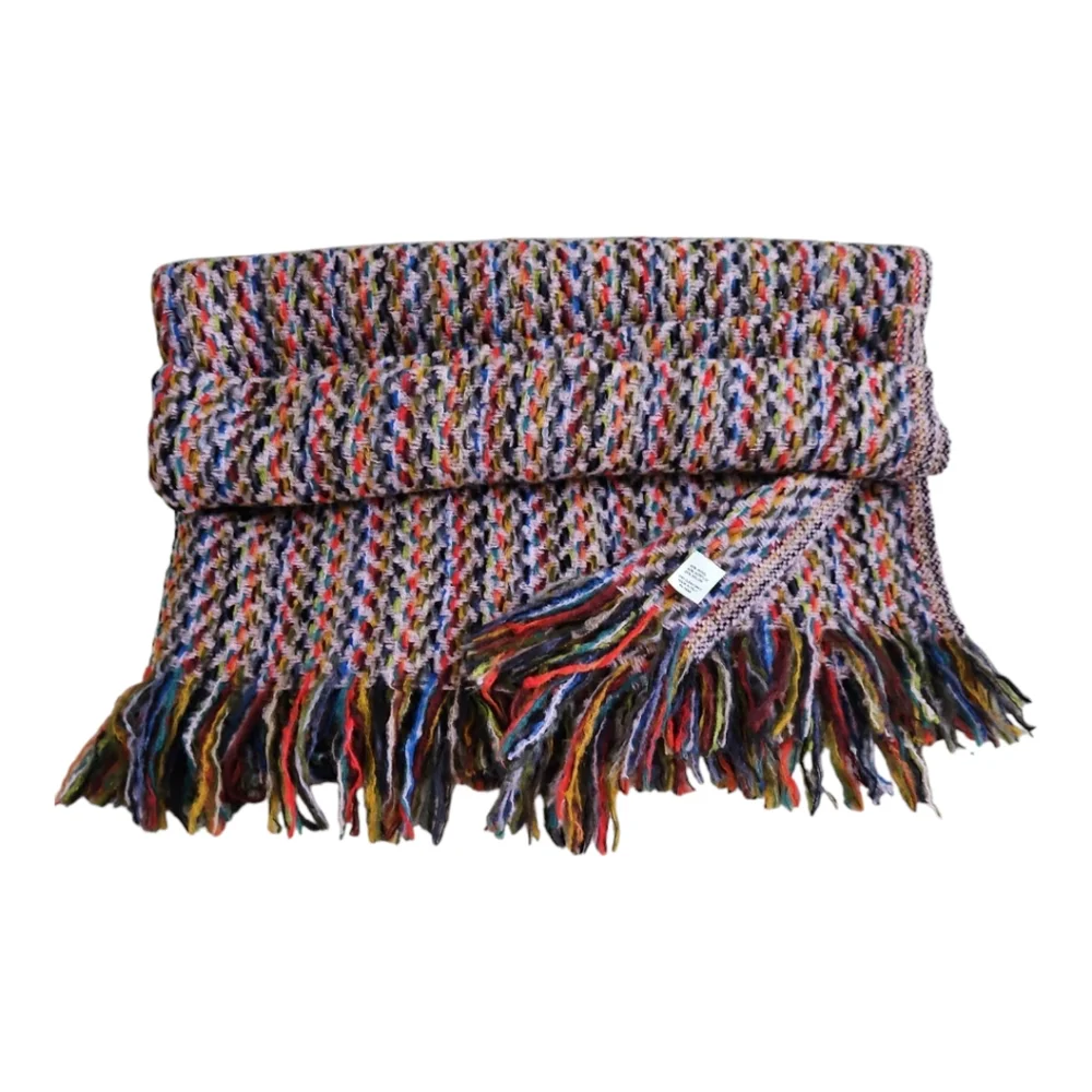 Decorative Throw Multicolor with Fringe; Made in Italy;NWOT; Wool/ Nylon/Acrylic - Picture 1 of 3